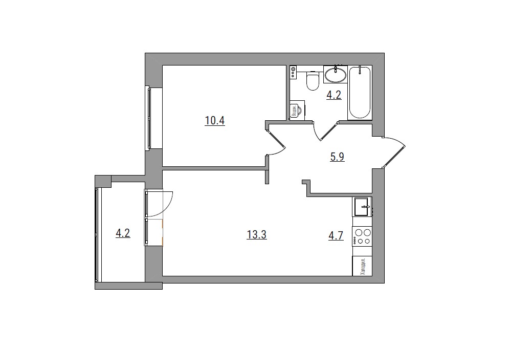 планировка квартиры 43 м2